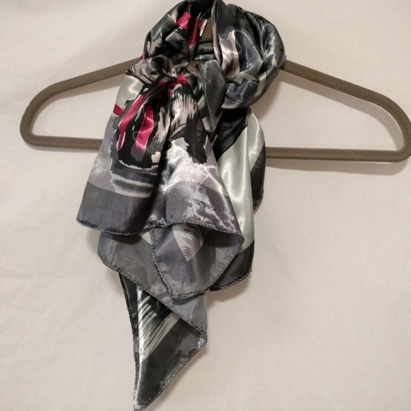 JiaYing Square Abstract Retro Multifunctional Scarf Pink black gray - Picture 2 of 8